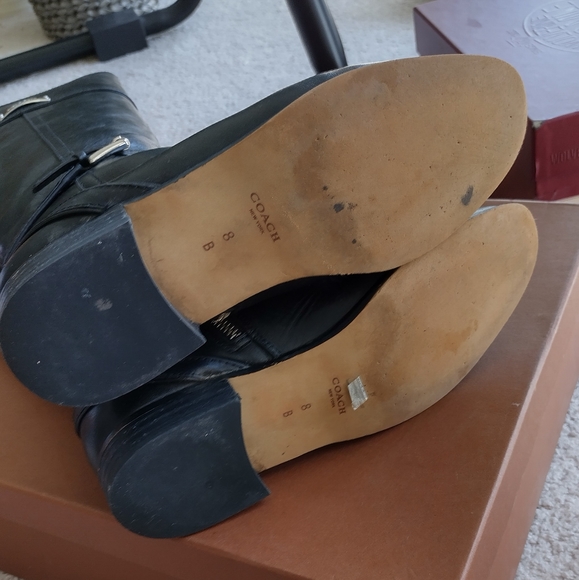 Coach Micha Round Toe knee high black leather boots US8 - Picture 3 of 5